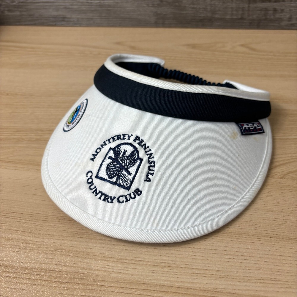 Monterey Peninsula Country Club Hat Cap Visor Womens White Golf Stretch Back